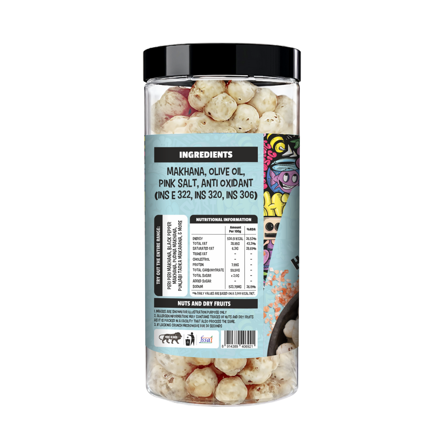 Yumgo Himalayan Salt Roasted Makhana (80g) – Lightly Salted, Healthy & Crunchy Snack