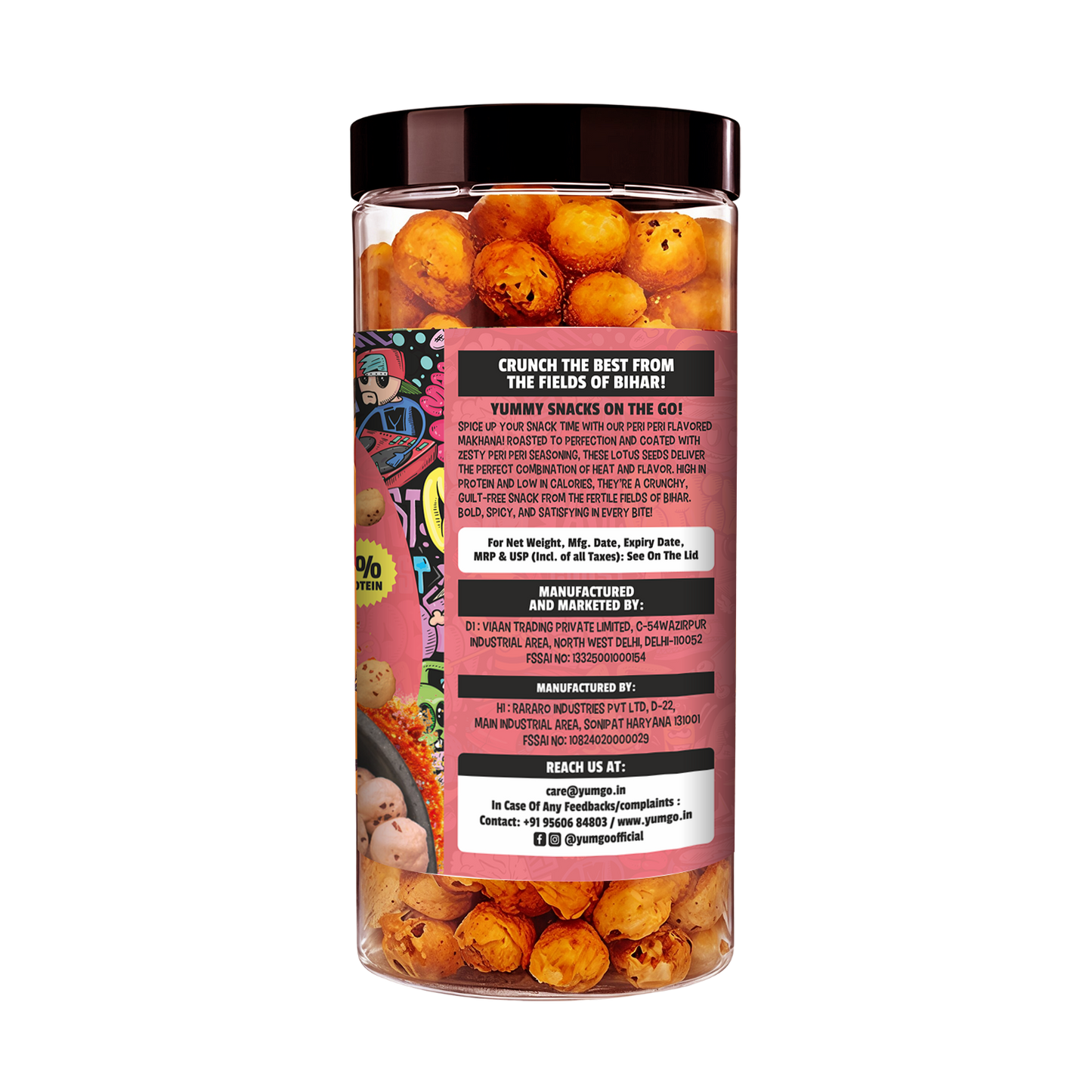 Yumgo Peri Peri Roasted Makhana (80g) – Spicy, Crunchy & Guilt-Free Snack