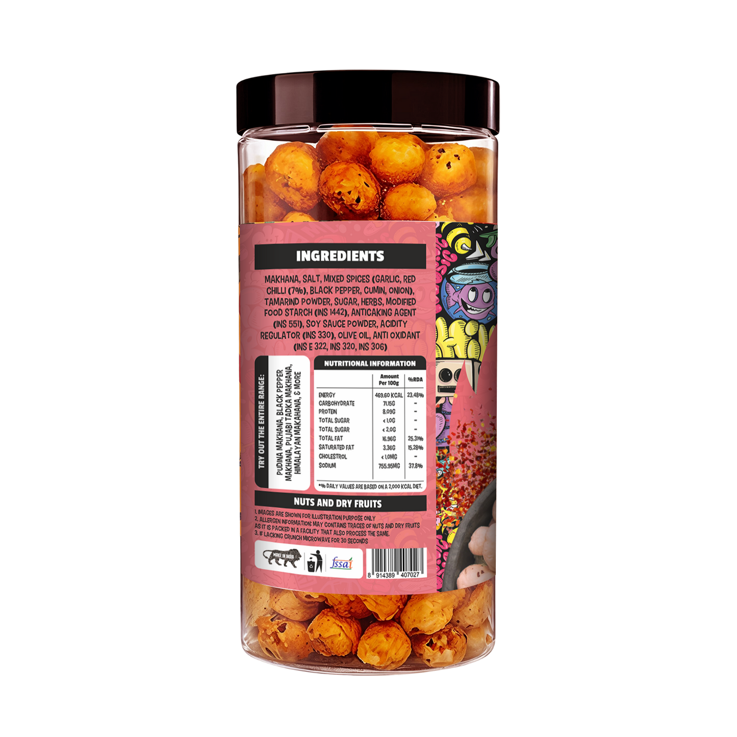 Yumgo Peri Peri Roasted Makhana (80g) – Spicy, Crunchy & Guilt-Free Snack Yumgo