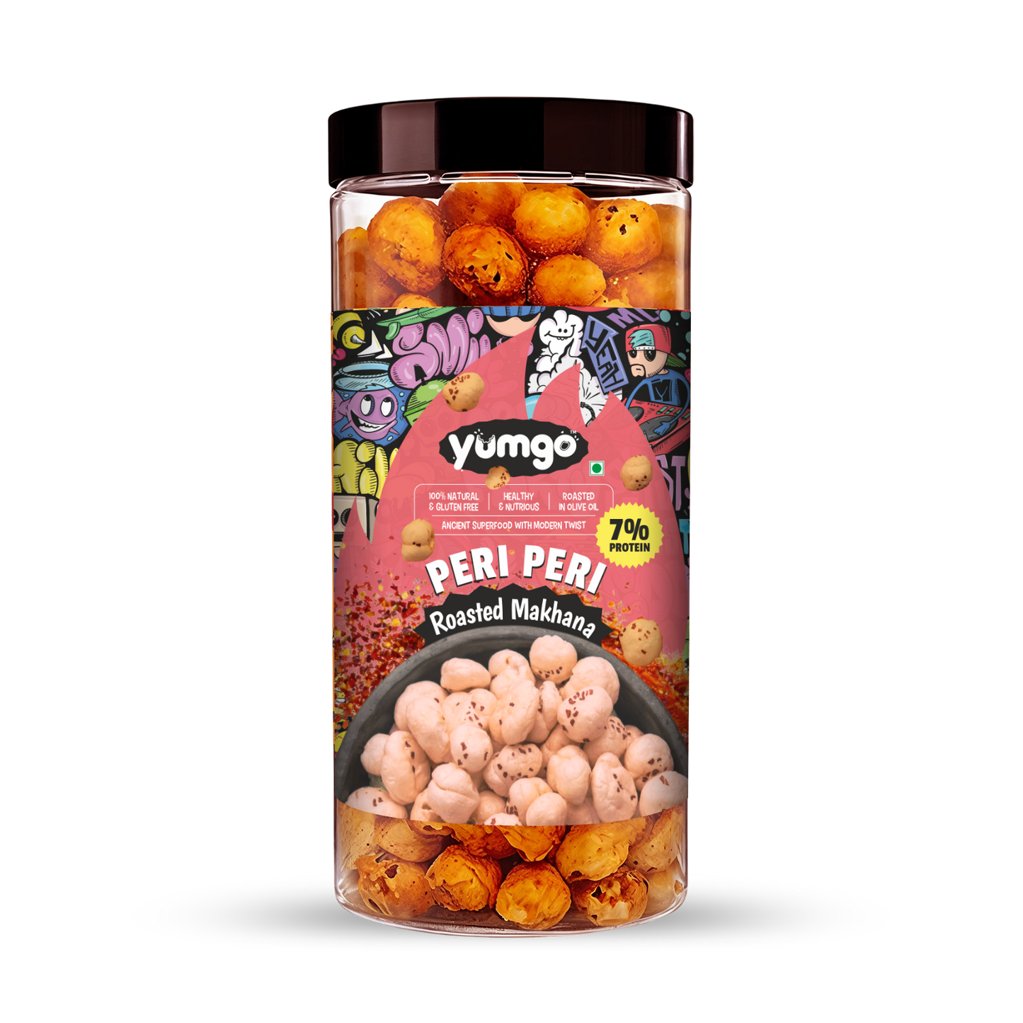 Yumgo Peri Peri Roasted Makhana (80g) – Spicy, Crunchy & Guilt-Free Snack