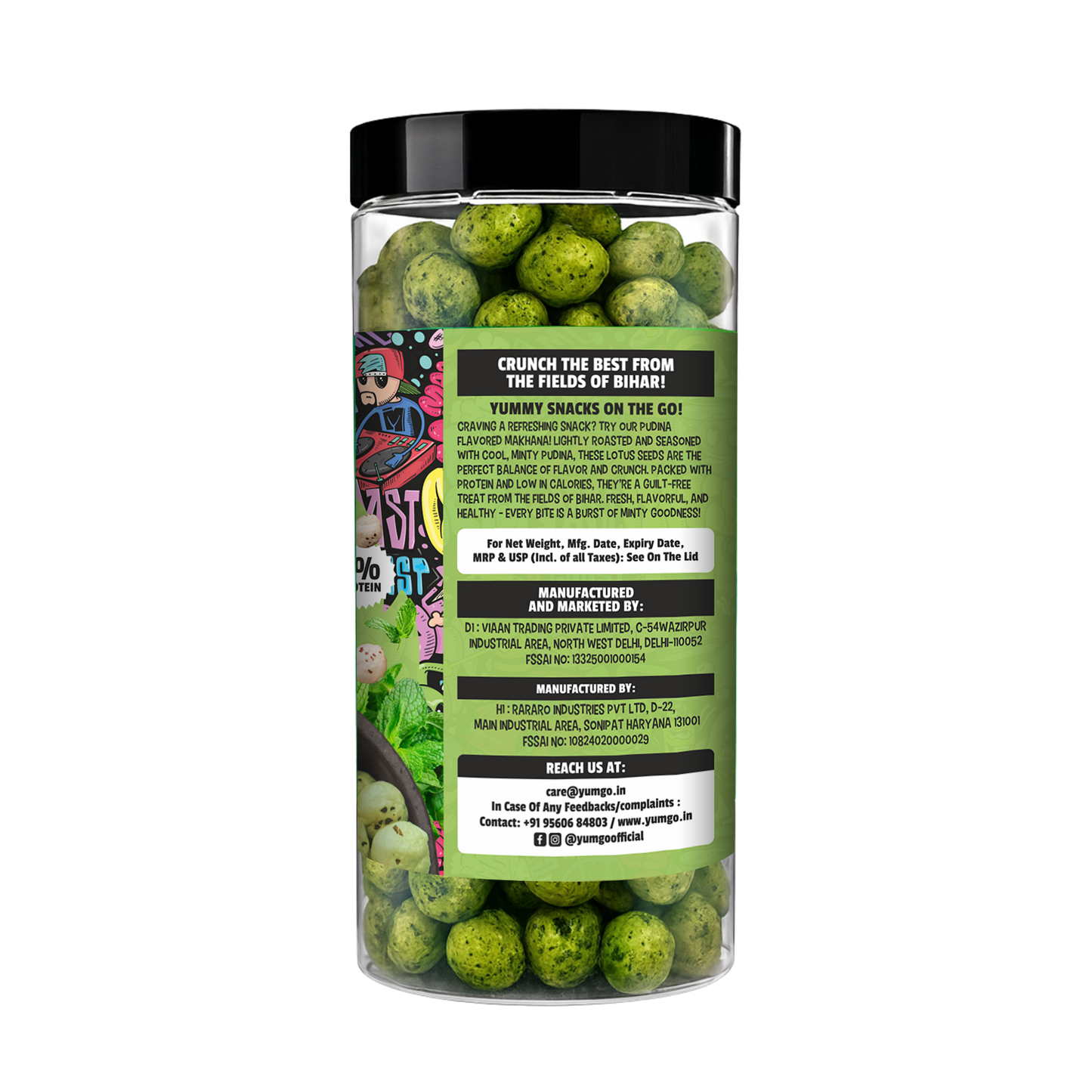 Yumgo Pudina Roasted Makhana (80g) | Minty Roasted Fox Nuts