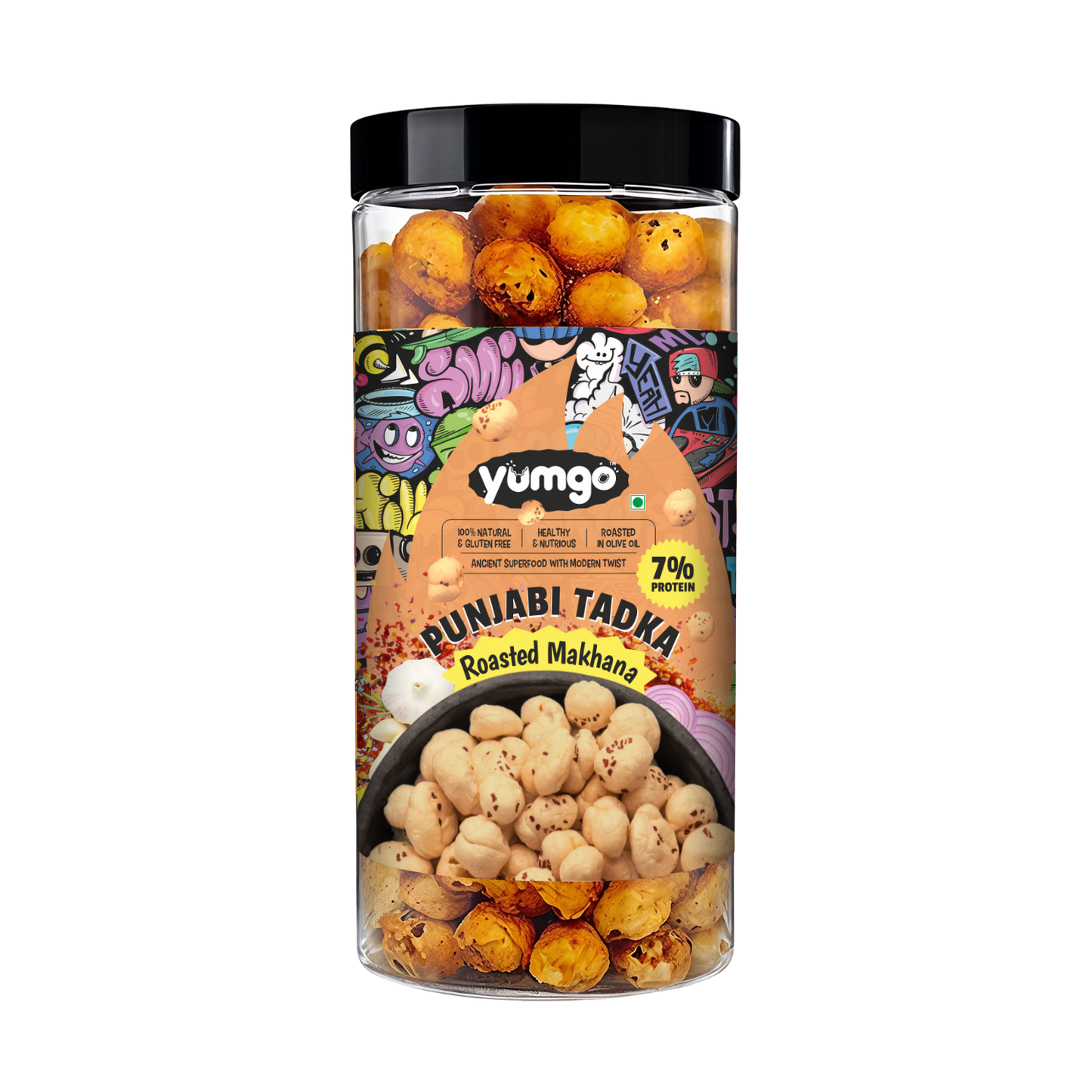 Yumgo Punjabi Tadka Roasted Makhana (80g) | Spicy Fox Nuts