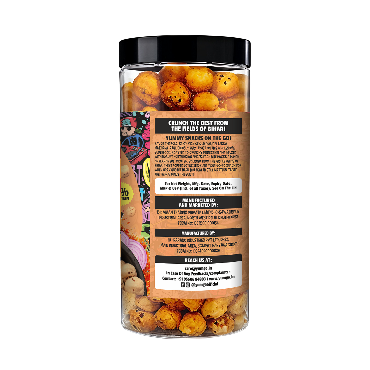 Yumgo Punjabi Tadka Roasted Makhana (80g) | Spicy Fox Nuts
