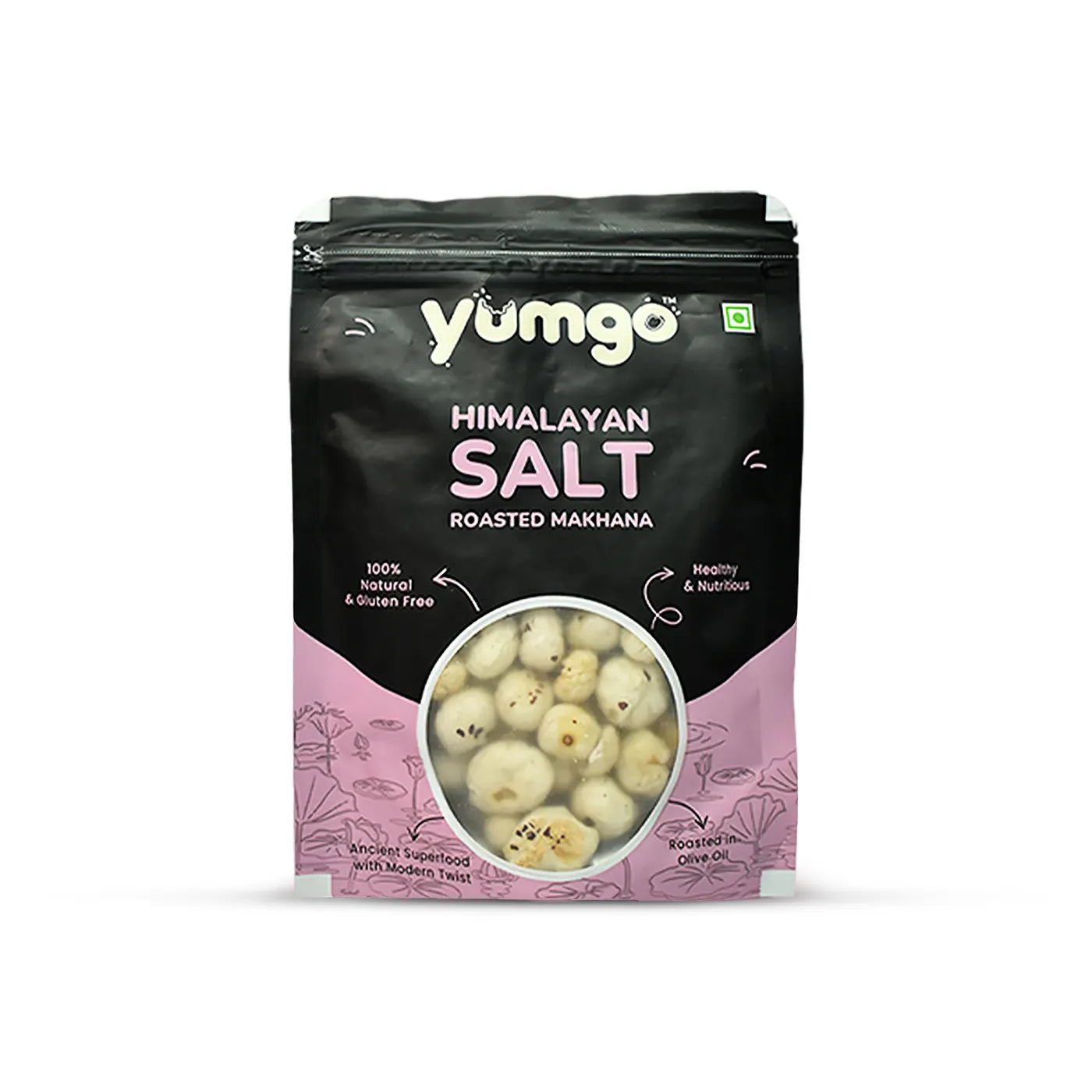 Yumgo Himalayan Salt Roasted Makhana 25g | Lightly Salted, Healthy Roasted Fox Nuts