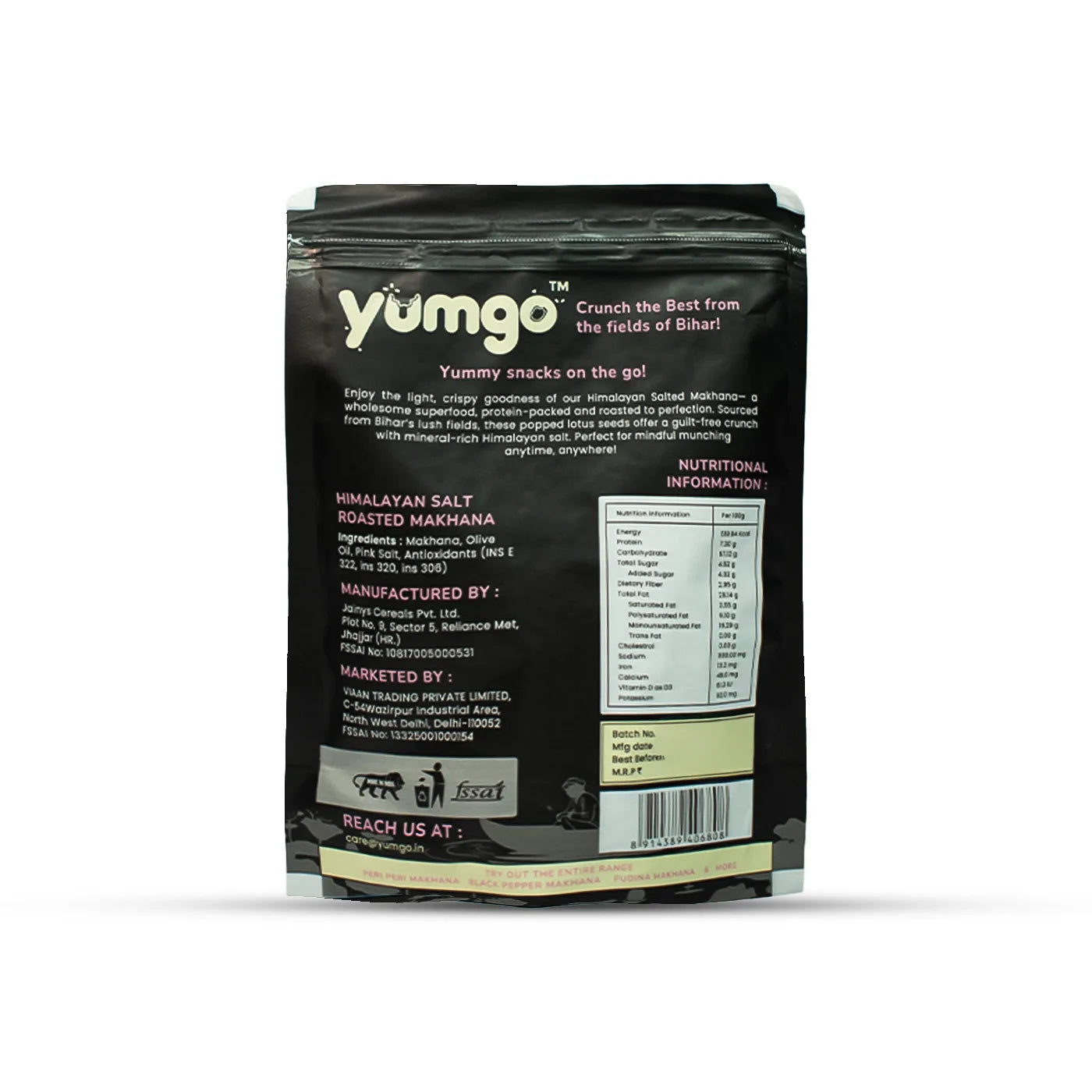 Yumgo Himalayan Salt Roasted Makhana 25g | Lightly Salted, Healthy Roasted Fox Nuts