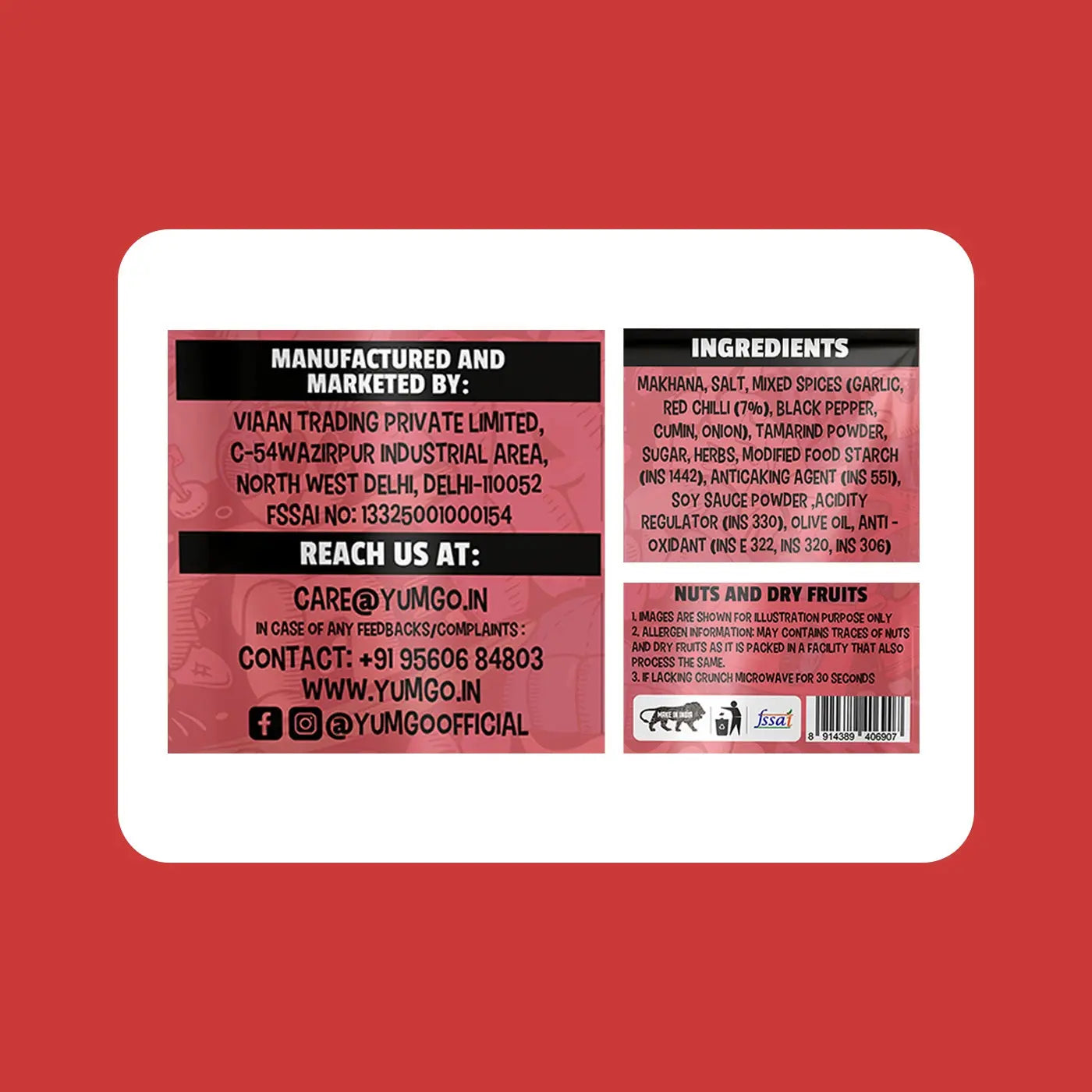 Yumgo Peri Peri Roasted Makhana 25g | Spicy Roasted Fox Nuts | Gluten-Free & Protein-Rich Snack yumgo