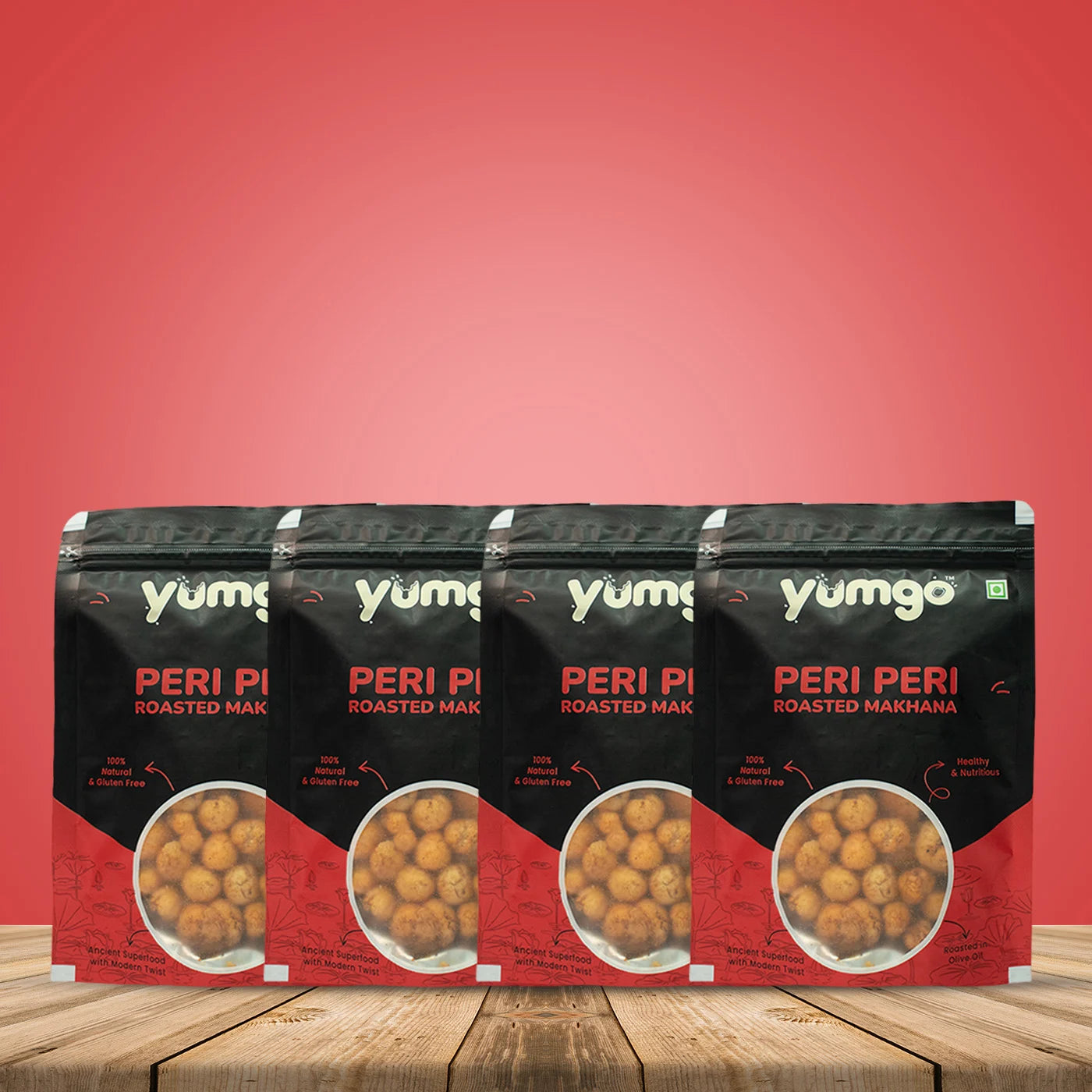 Yumgo Peri Peri Roasted Makhana 25g | Spicy Roasted Fox Nuts | Gluten-Free & Protein-Rich Snack