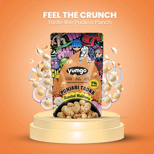 Yumgo Punjabi Tadka Roasted Makhana | Spicy Fox Nuts | Healthy Gluten-Free Snack | 25g Yumgo