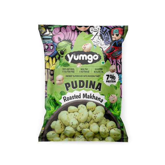Yumgo Pudina Roasted Makhana | Mint-Flavored Fox Nuts | Gluten-Free Healthy Snack | 12g Mini Pack
