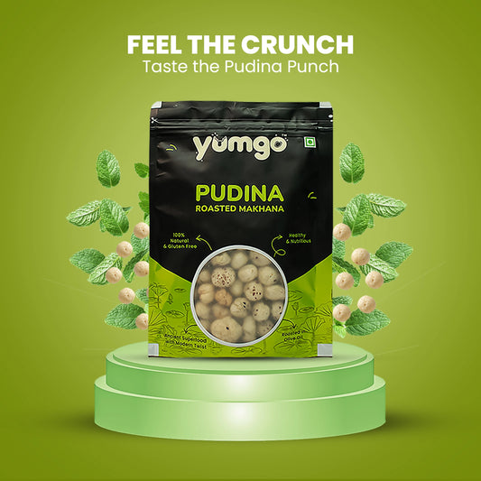 Yumgo Pudina Roasted Makhana 25g | Minty Roasted Fox Nuts | Healthy Snack | Gluten-Free
