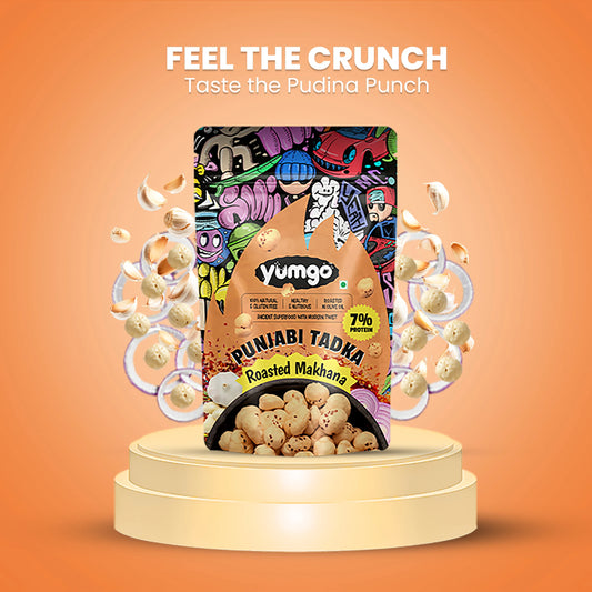 Yumgo Punjabi Tadka Roasted Makhana | Spicy Fox Nuts | Healthy Gluten-Free Snack | 25g